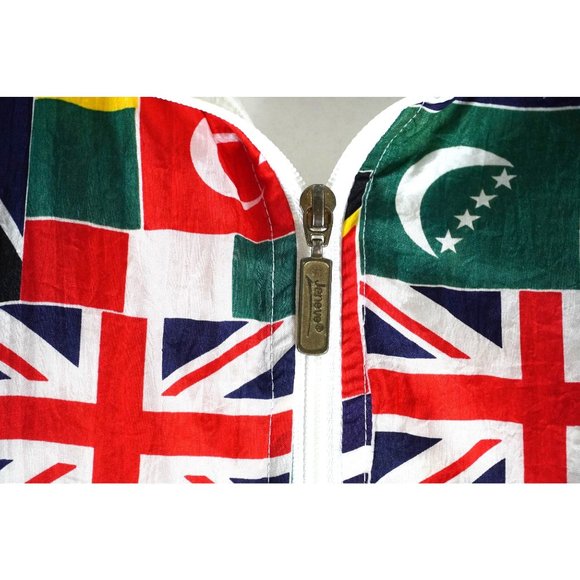 Vintage 90s Nylon Windbreaker Bomber Style Track Jacket Country Flags Janeve Siz - Picture 6 of 12